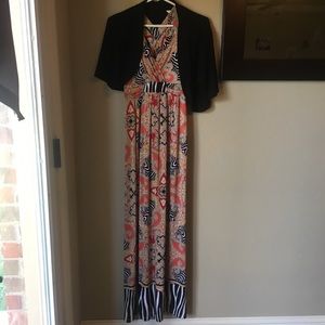 Maxi dress with short sleeve jacket